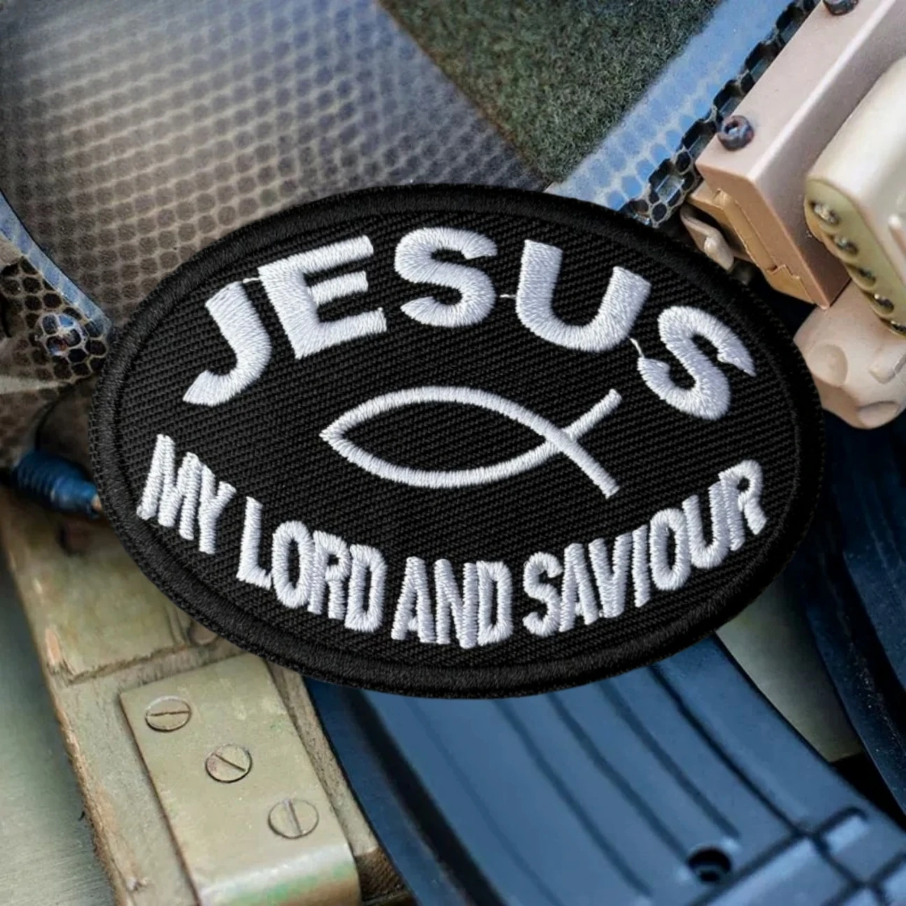 Parche táctico moral Jesús Mi Señor y Salvador gancho bucle - imagen 5