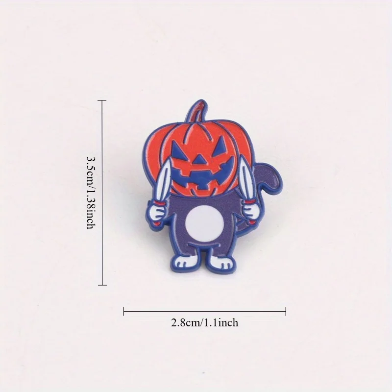 Jack-O'-Kitty Menace pin calabaza neón con dagas estilo Halloween - imagen 2