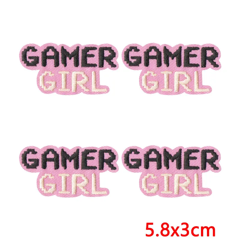 Parche bordado termoadhesivo chica gamer rosa con corona