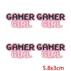 Parche bordado termoadhesivo chica gamer rosa con corona
