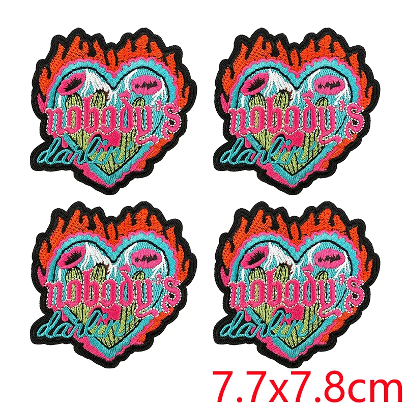 Parches bordados retro flame tatuaje planchables – Slogans para chaquetas y mochilas - imagen 2