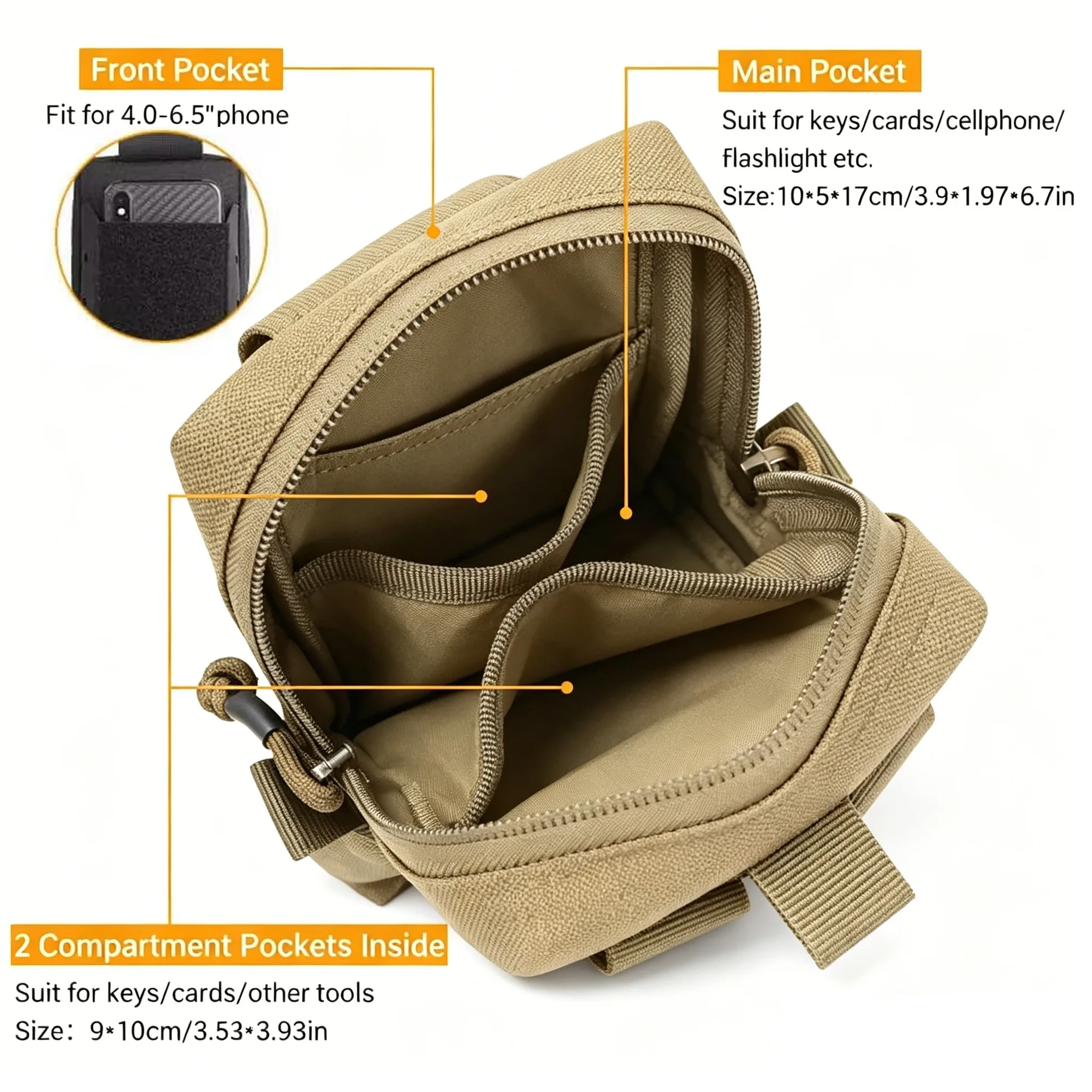 Bolsa táctica MOLLE multiusos con desenganche rápido para teléfono - imagen 3