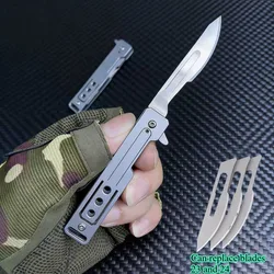 Cuchillo EDC plegable de acero inoxidable con cuchilla intercambiable