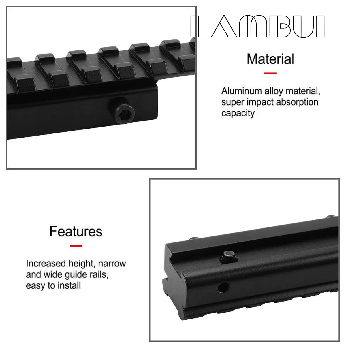 Elevador Picatinny 20 mm para rail extensible táctico militar - imagen 4