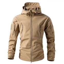 Chaqueta táctica impermeable cortavientos con capucha camuflaje negro