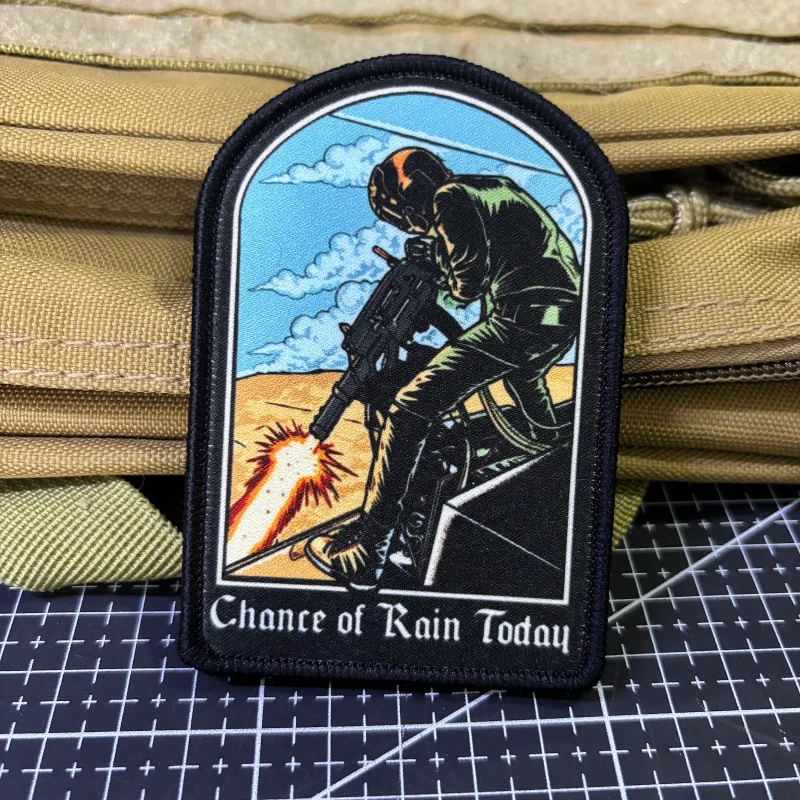Parche moral Posibilidad de lluvia hoy – Velcro para mochila táctica - imagen 4