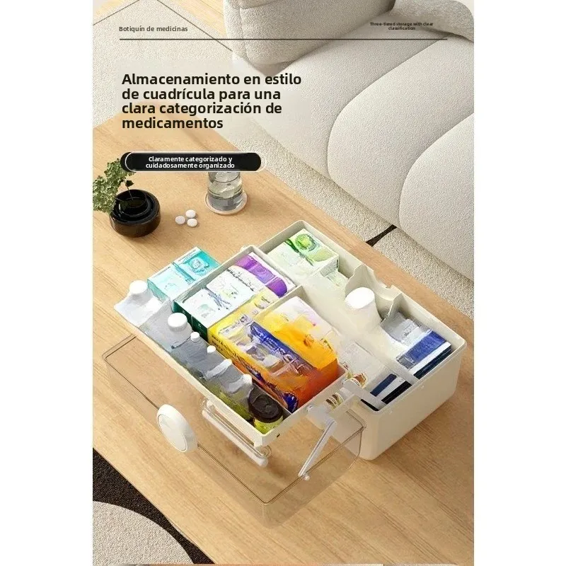 Caja de primeros auxilios transparente multicapa portátil con tapa - imagen 2