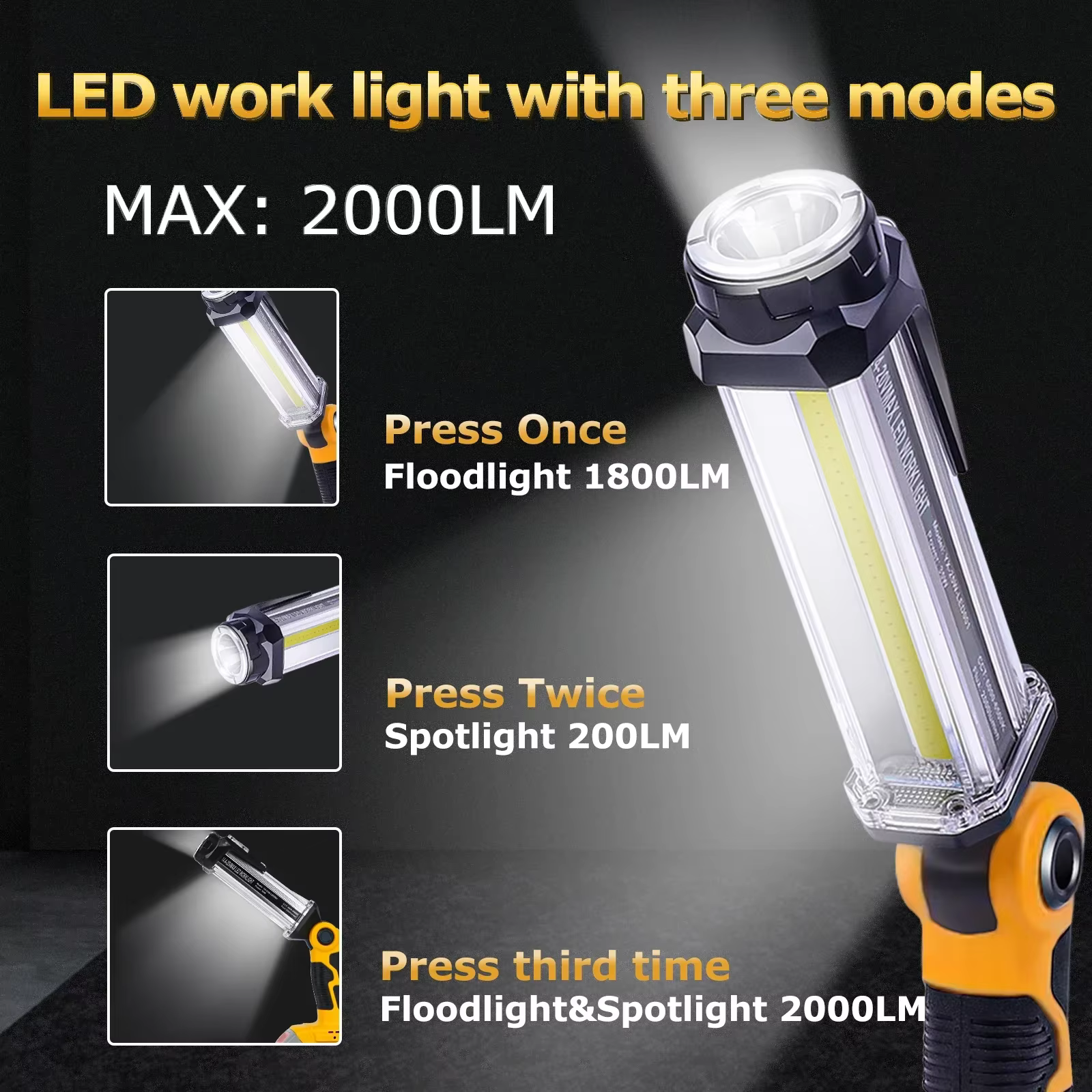 Dewalt linterna LED 2000 lúmenes portátil 14.4V-18V USB Li-ion - imagen 2