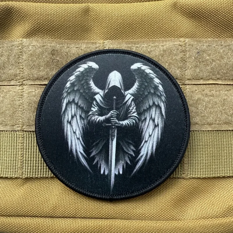 Parche táctico Ángel Guardián con espada, insignia moral y velcro - imagen 4