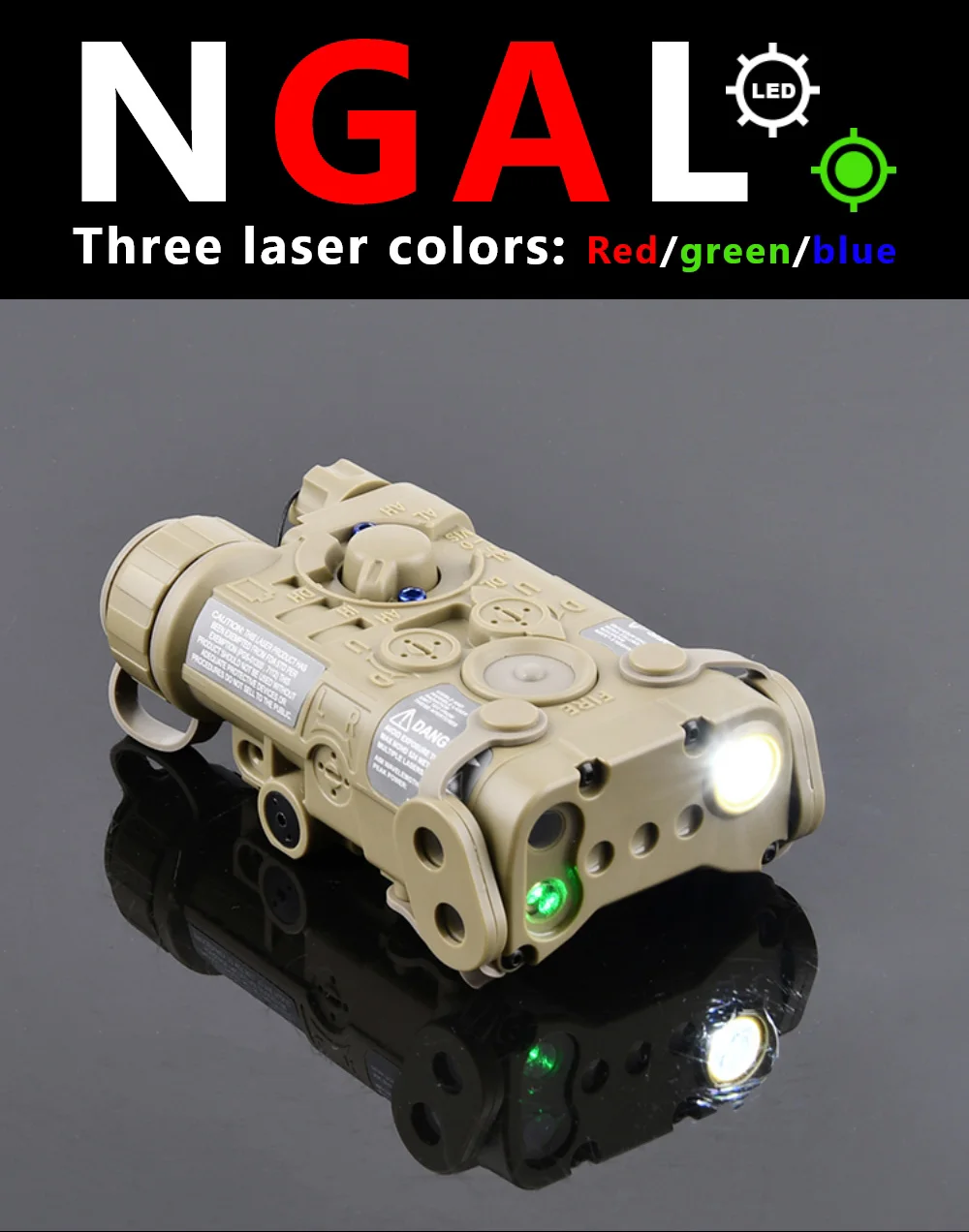 Indicador láser táctico WADSN con tres colores de haz