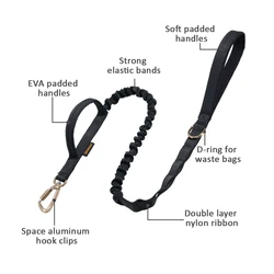 Spanker Correa táctica bungee para perro doble asas liberación rápida