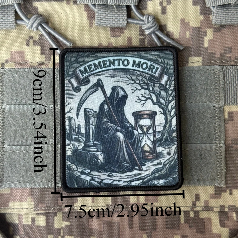 Parches tácticos gancho y bucle reloj de arena memento mori - imagen 5