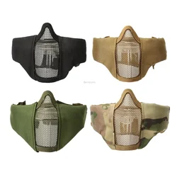 Máscara táctica media cara Airsoft Paintball malla de acero camuflaje