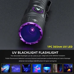 Linterna LED UV Luz Negra Recargable 395nm – Detector Manchas Dinero