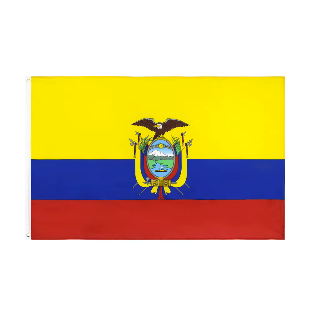 Bandera de Ecuador con colores tricolor: amarillo, azul y rojo