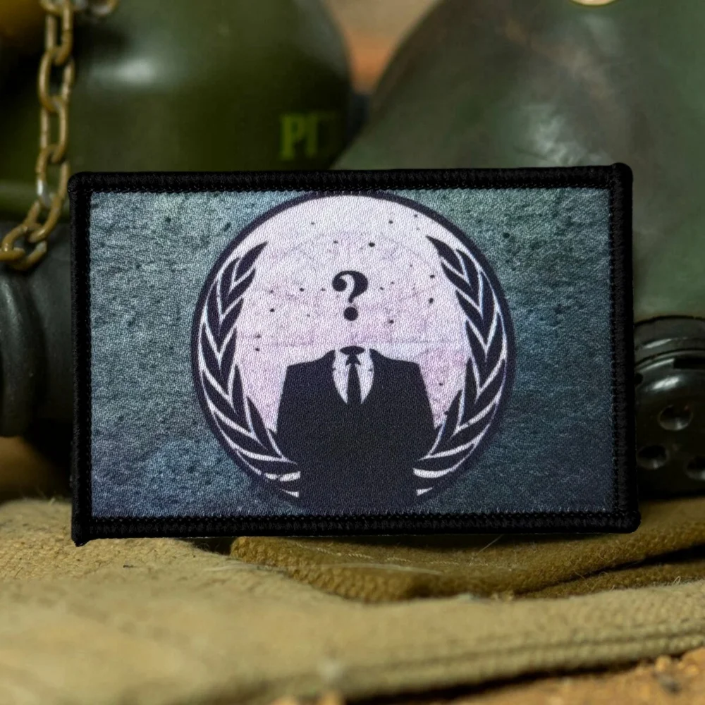 Parche táctico Hacker Anónimo adhesivo gancho y bucle para mochila - imagen 4