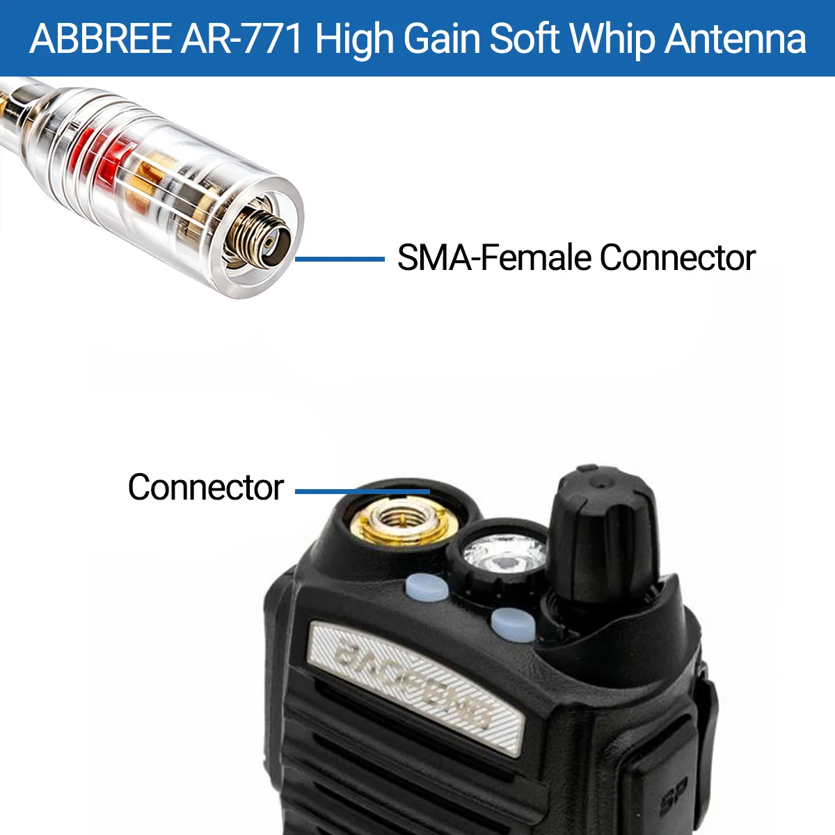 Antena de repuesto para walkie talkie ABBREE SMA hembra alta ganancia - imagen 4