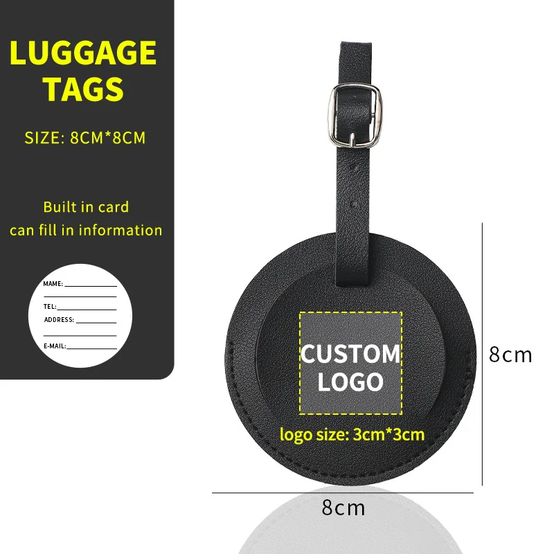 Etiqueta de equipaje personalizada cuero PU redondo multicolor - imagen 5