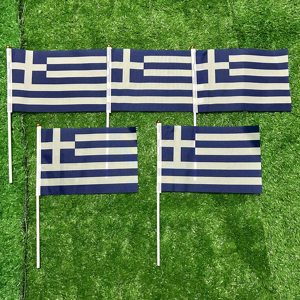Bandera de Grecia poliéster con asta plástica para exterior - imagen 3