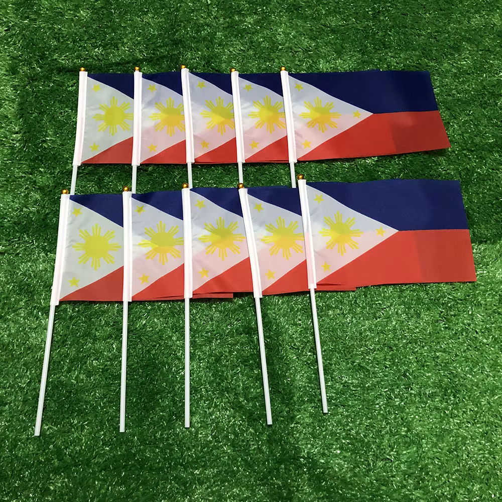 Bandera de mano Filipinas doble cara – Miniatura en poliéster resistente - imagen 3