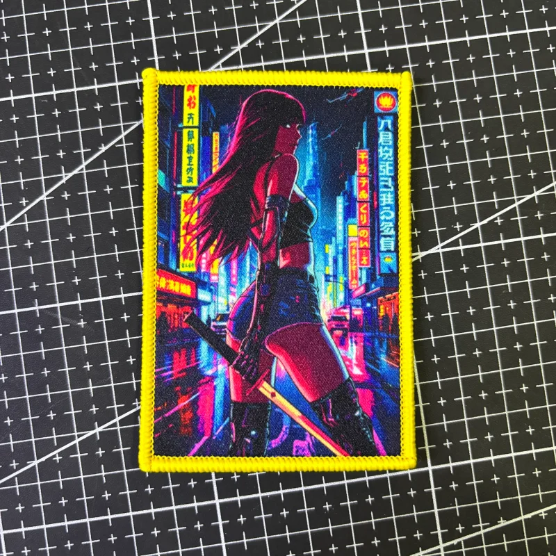 Parche táctico Punk Samurai Girl con velcro, insignia anime japonesa - imagen 5