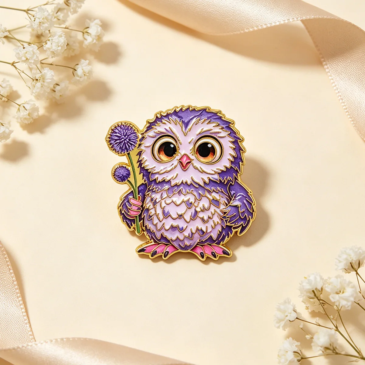 Pin de solapa esmaltado búho de metal – broche para mochila y sombrero - imagen 2