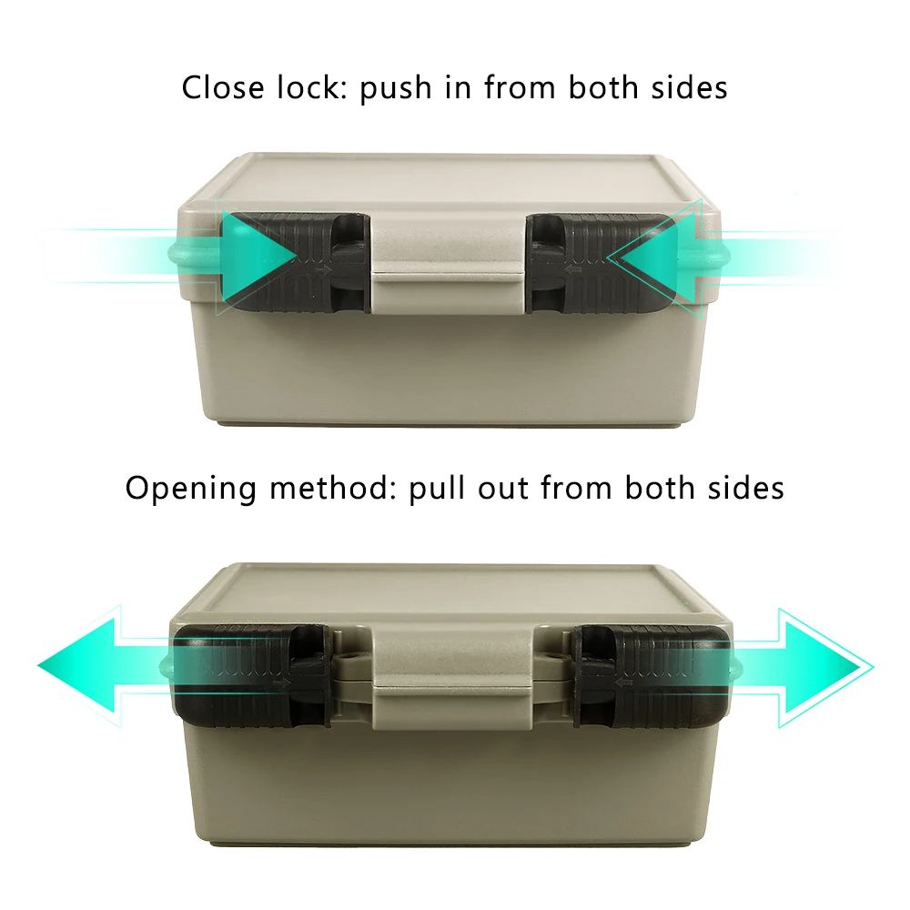Estuche cerrado con candado instalado en los orificios
