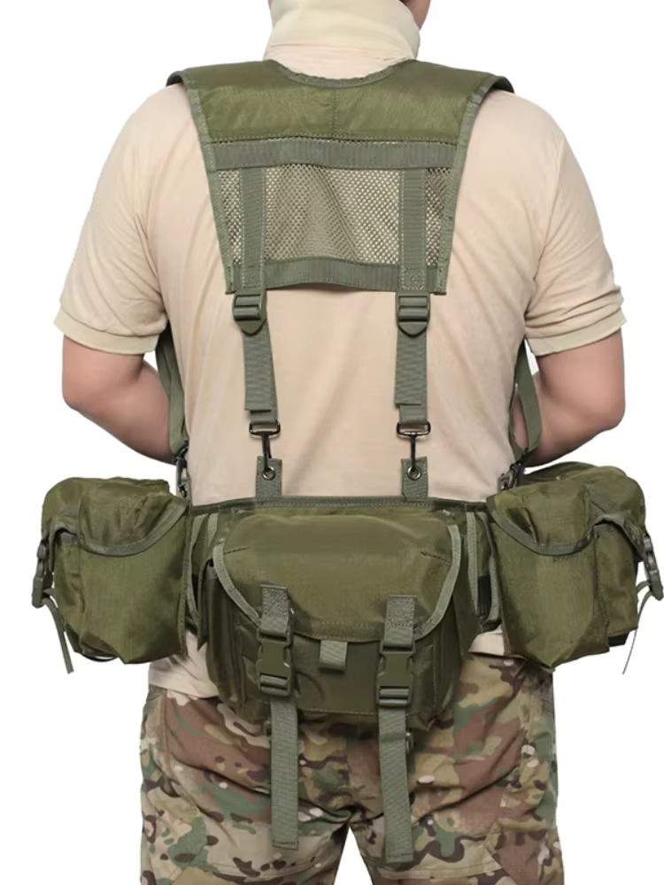 Sistema modular MOLLE verde militar adaptable a chaleco táctico
