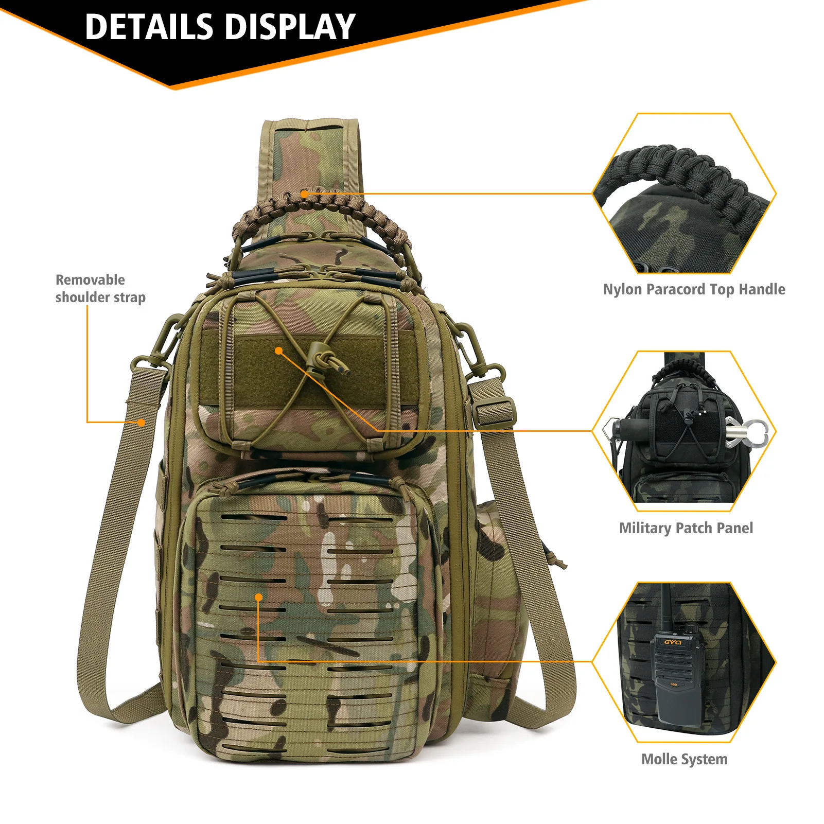 Bolsa bandolera táctica para pesca con soporte de cañas - imagen 2