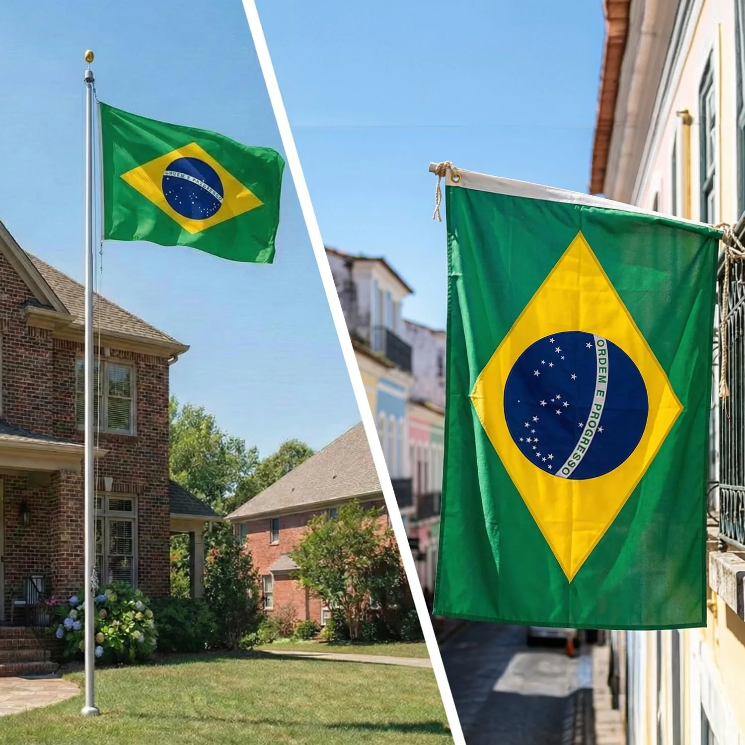 Bandera de Brasil exterior bordada en nailon 210D con ojales - imagen 5