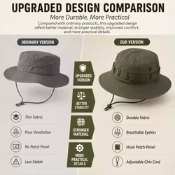 Sombrero Boonie Táctico con Malla Transpirable y Cordón Ajustable