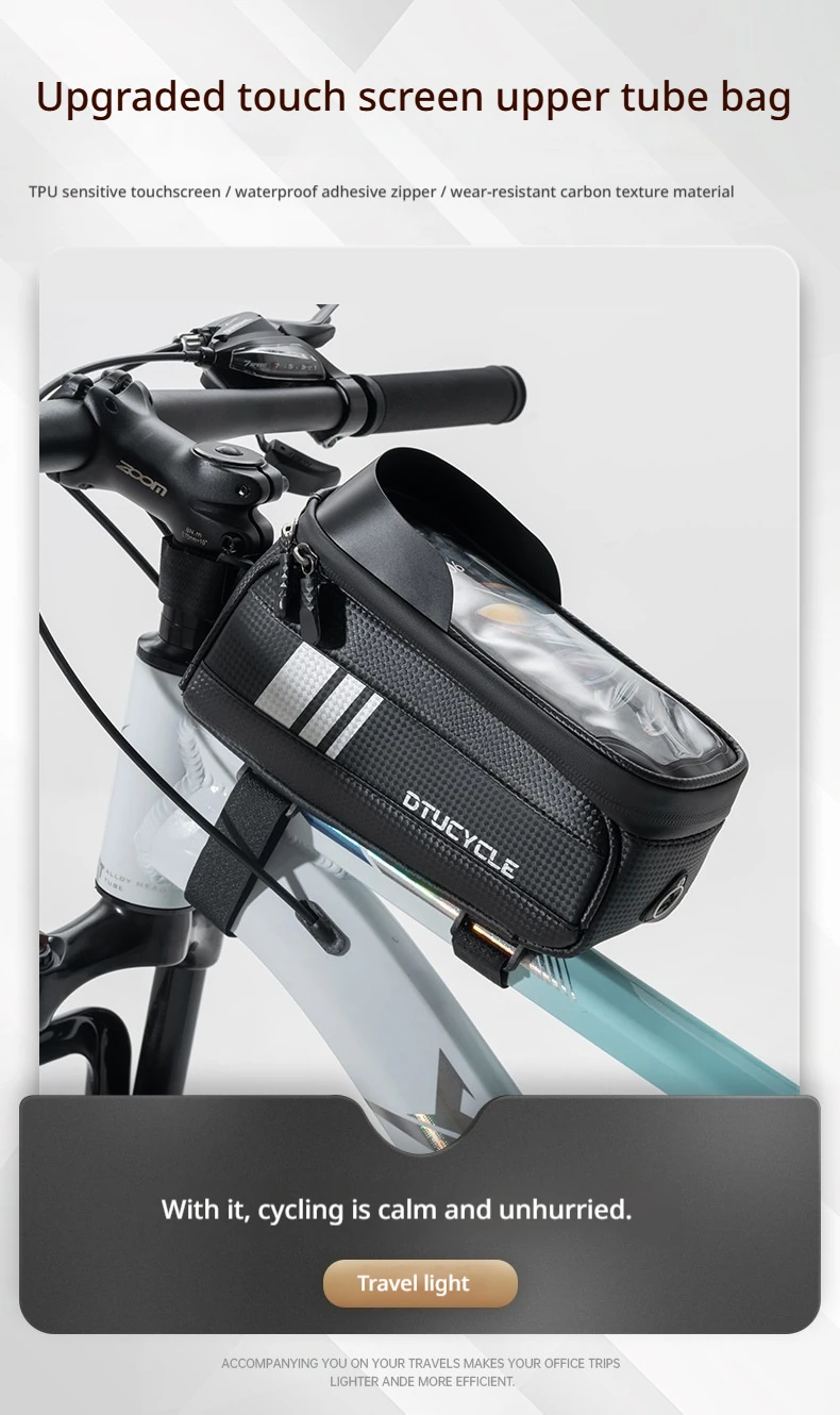 Bolsa impermeable montada en cuadro de bicicleta