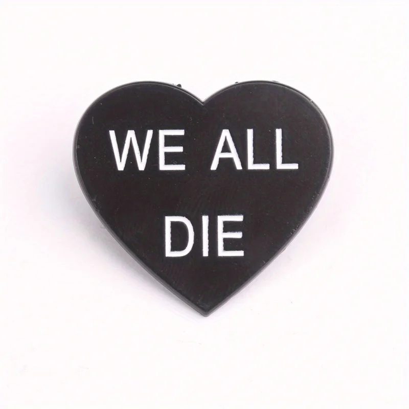 Pasador de botón gótico corazón WE ALL DIE – accesorio para chaquetas - imagen 2