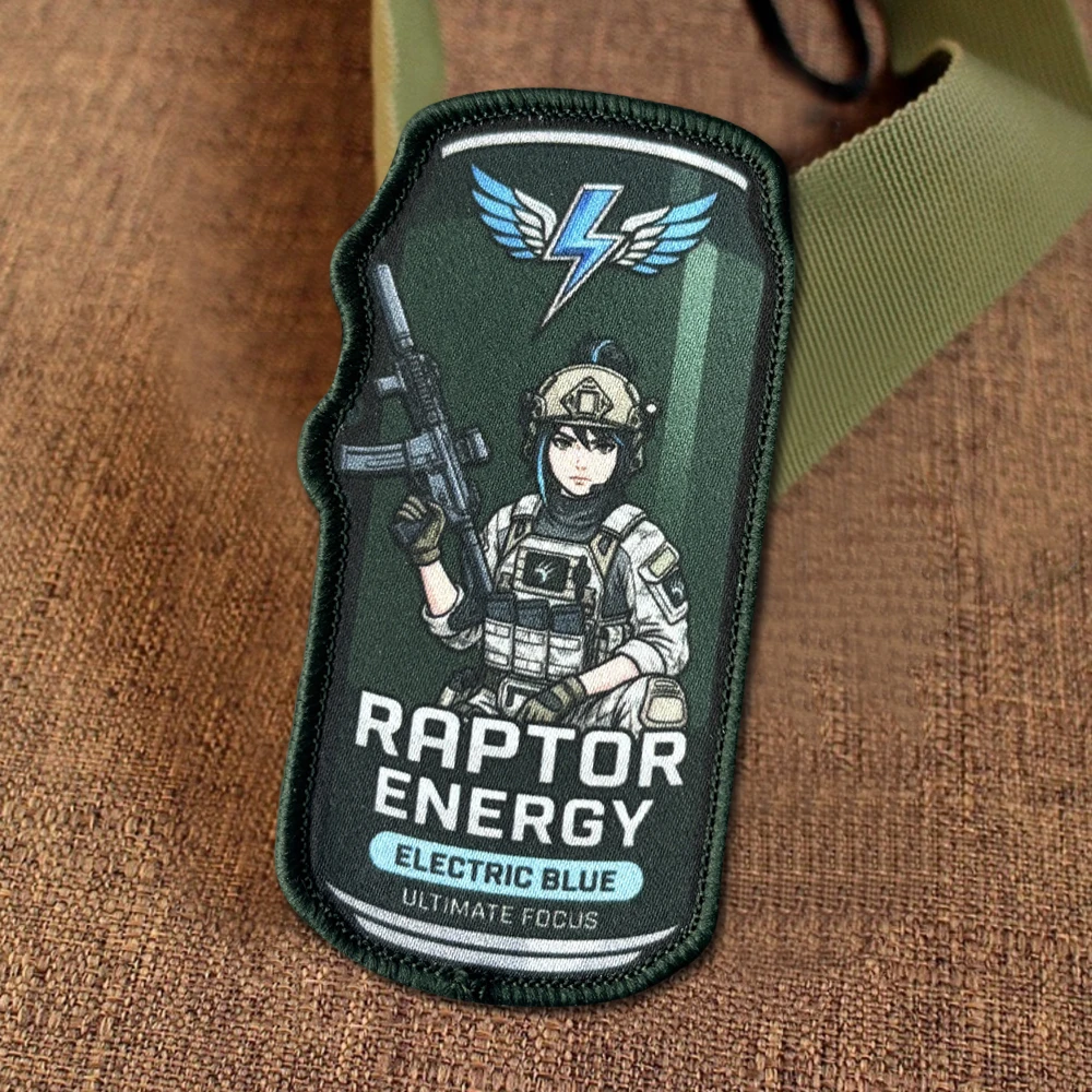 Parche táctico impreso gancho y bucle Raptor azul eléctrico – anime - imagen 4