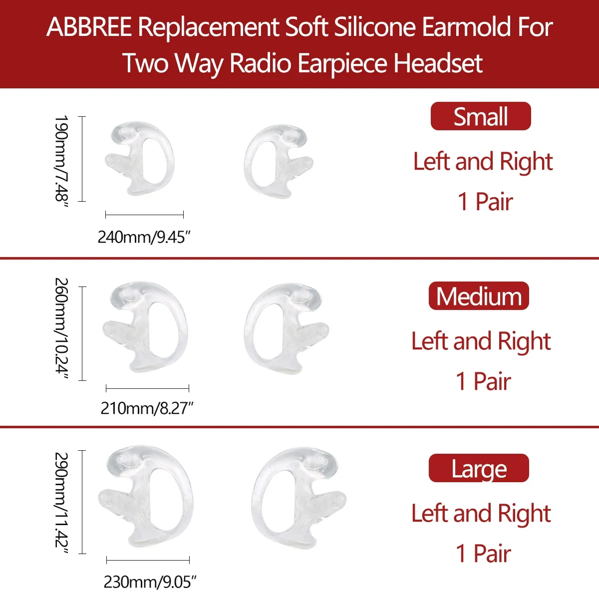 Auricular silicona suave ABBREE para walkie talkie – repuesto acústico - imagen 4