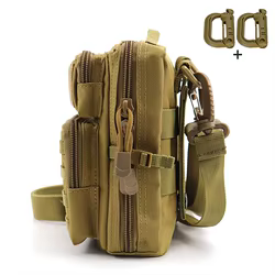 Bolso bandolera táctico vertical con apertura amplia y bolsillos