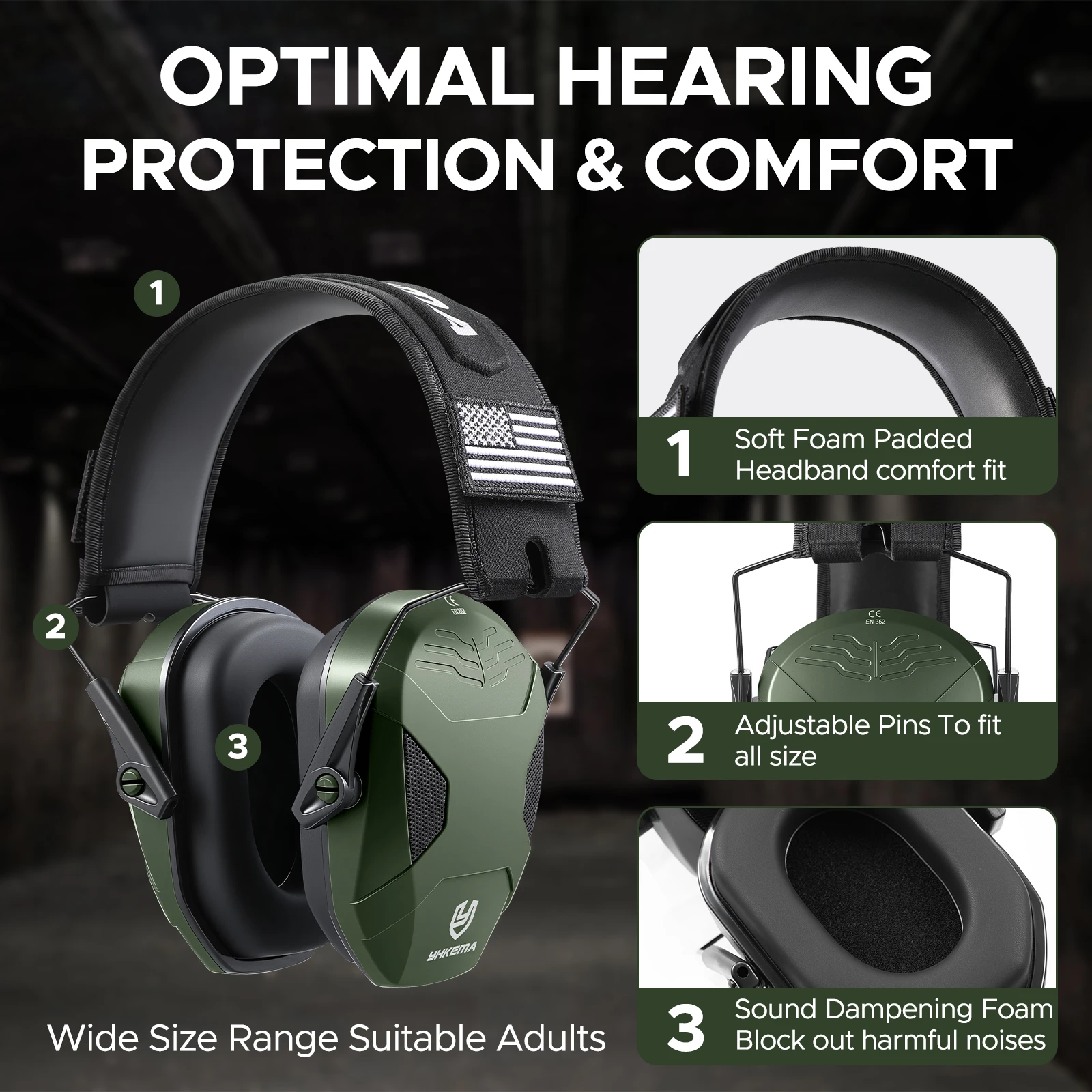 Orejeras de tiro YHKEMA P40 compactas – Protección auditiva pasiva - imagen 3