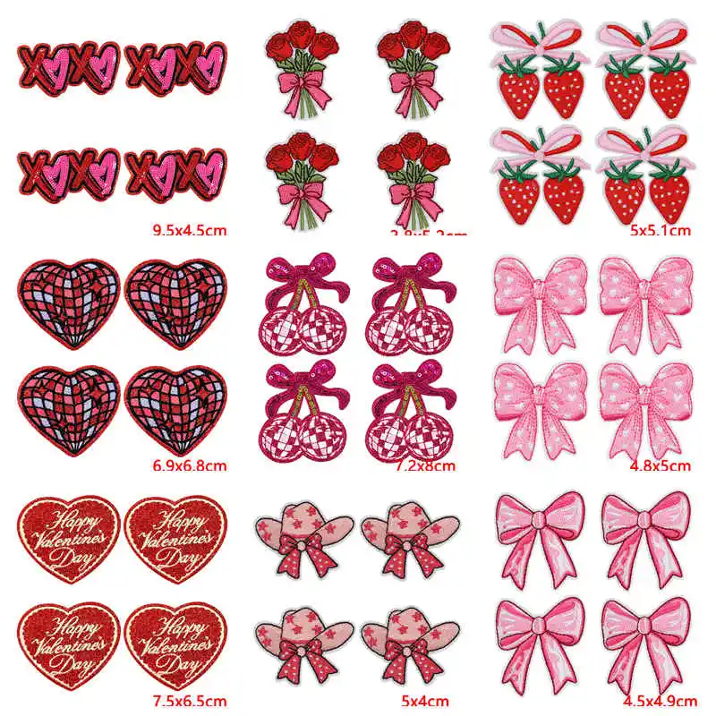 Parches bordados termoadhesivos retro rosados para ropa manualidades