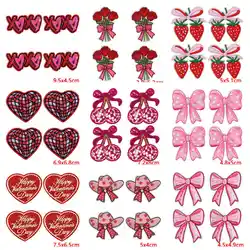 Parches bordados termoadhesivos retro rosados para ropa manualidades