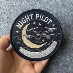 Parche táctico bordado Luna y Estrella para piloto de dron nocturno