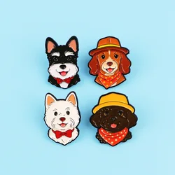 Broche de esmalte con diseño de perros lindos para chaquetas