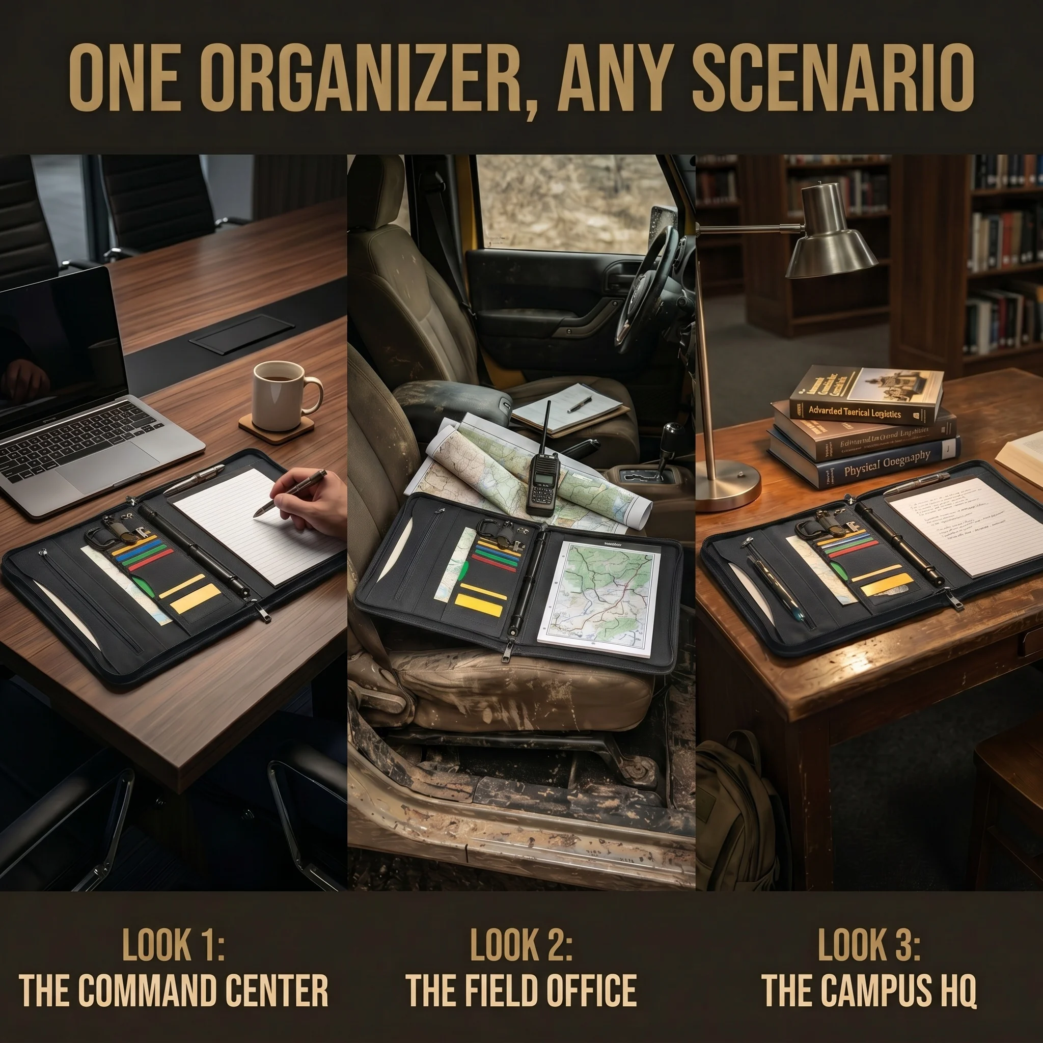 Organizador táctico A4 con anillas y cremallera – Funda MOLLE - imagen 3
