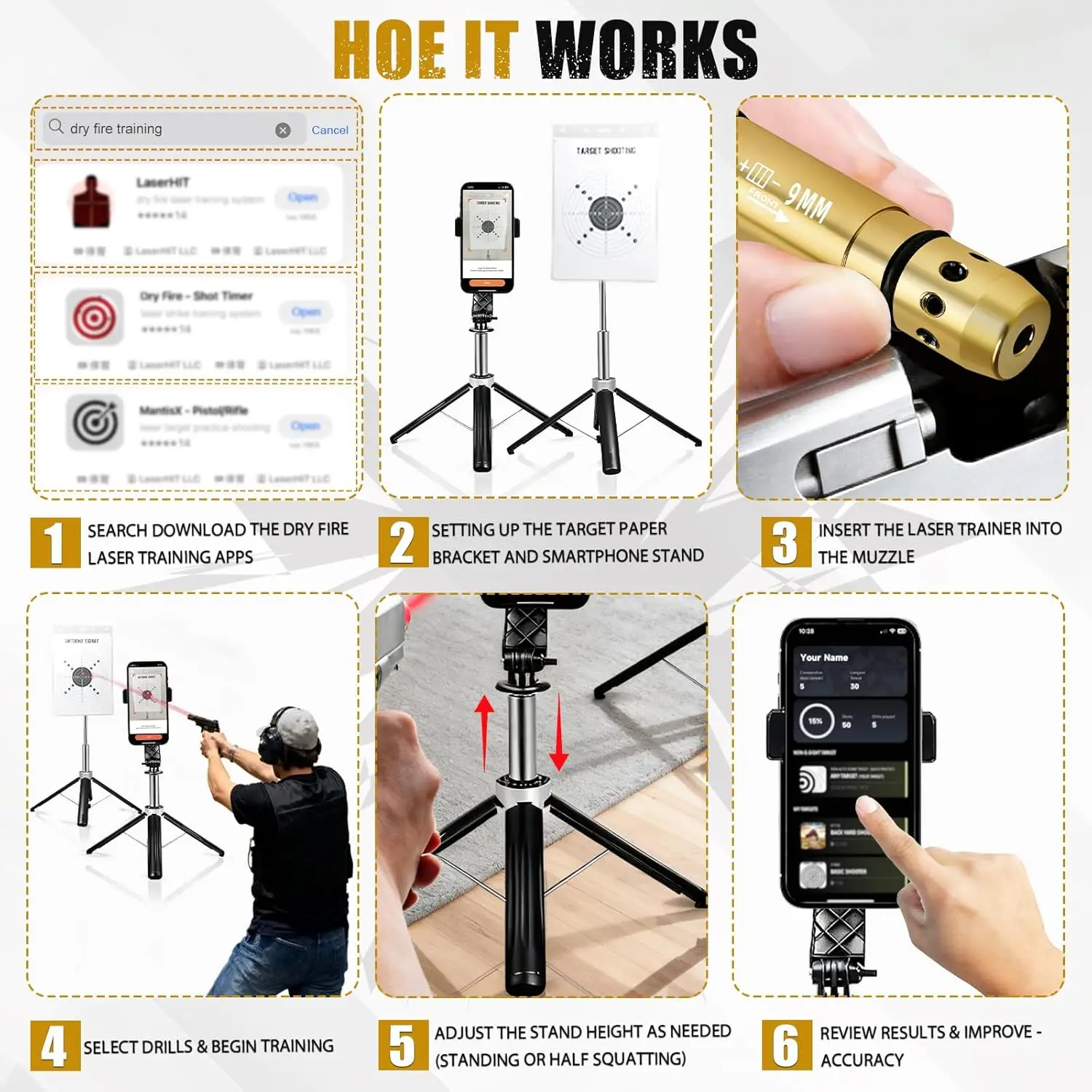 Kit de entrenamiento láser en seco con soporte para móvil y diana - imagen 3