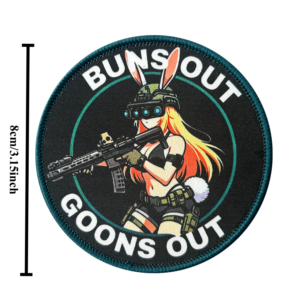 Parche táctico conejito rifle anime con gancho y bucle para chaquetas