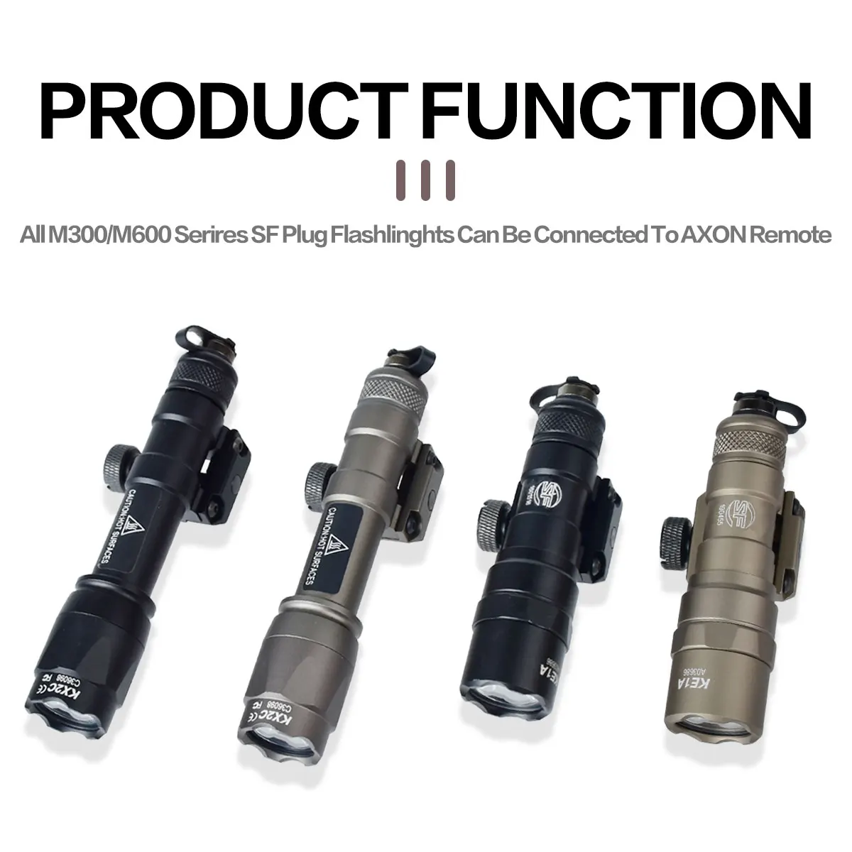 Linterna táctica SureFire M300 con interruptor remoto AXON, riel 20mm