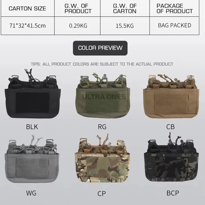 Chaleco táctico portaplacas con bolsillo frontal y bolsa colgante