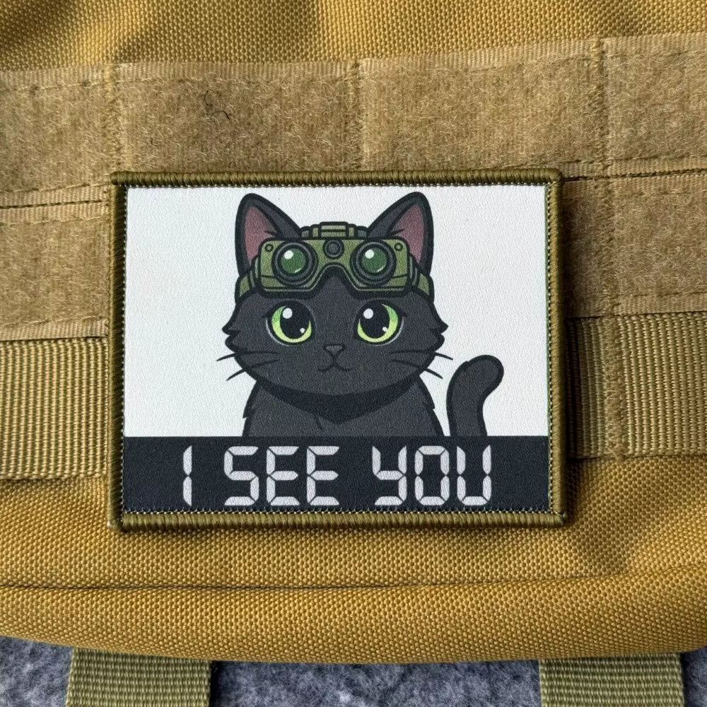 Parche táctico moral gato negro I See You – gancho y bucle mochila - imagen 4