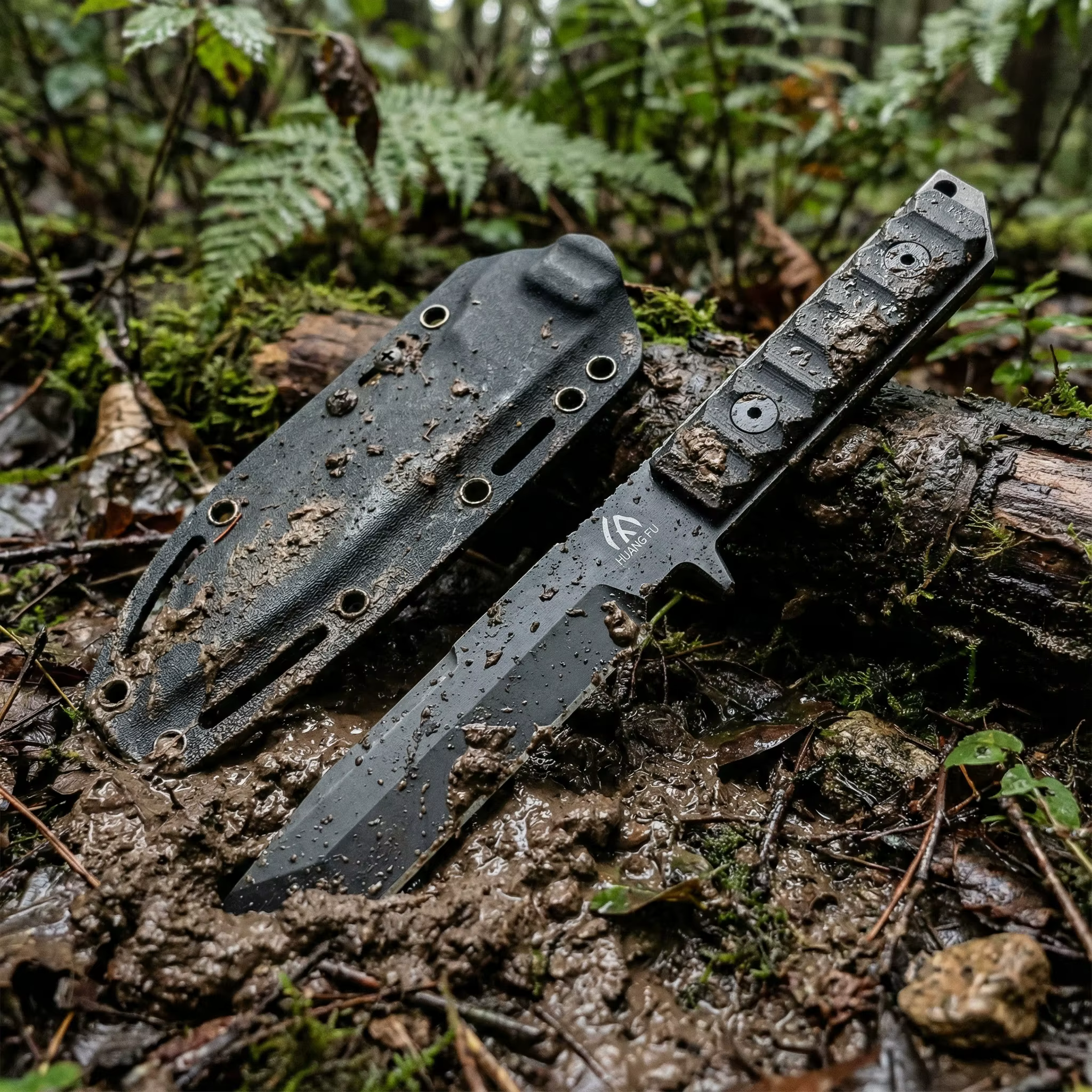 Cuchillo táctico fijo de alta resistencia con funda exterior - imagen 4