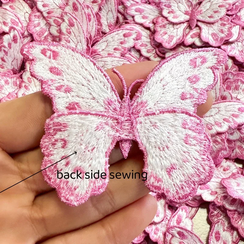Parche bordado mariposas y flores solubles en agua para ropa