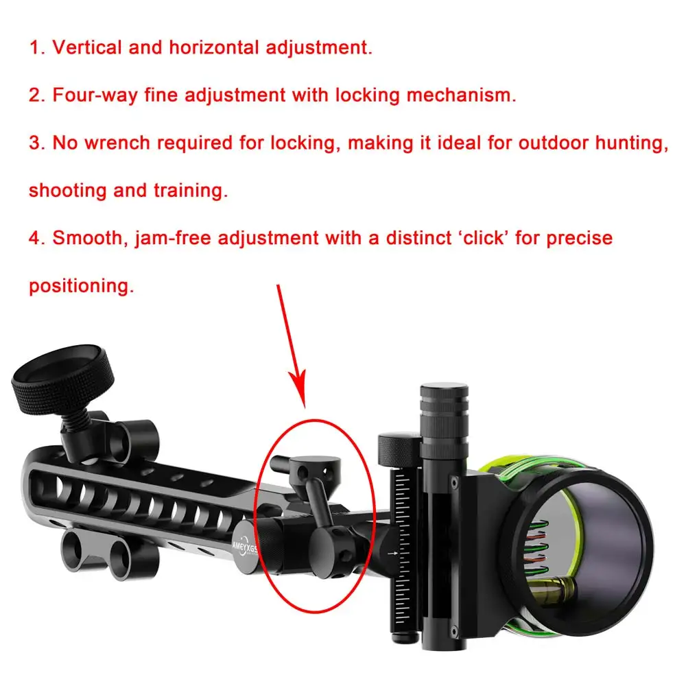 Mira para arco compuesto con lente de aumento ajustable, aluminio - imagen 4